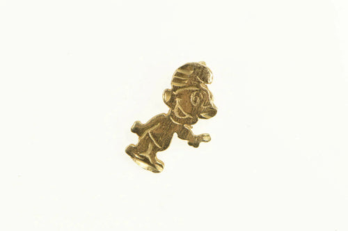 14K Diamond Cut Smurf Vintage Retro Cartoon Charm/Pendant Yellow Gold