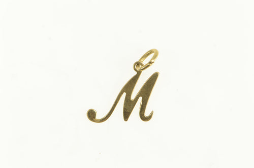 14K M Cursive Letter Initial Monogram Name Charm/Pendant Yellow Gold