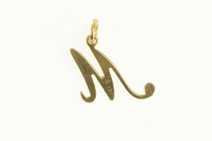 14K M Cursive Letter Initial Monogram Name Charm/Pendant Yellow Gold