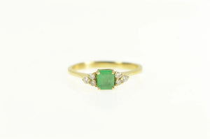 14K Natural Emerald Diamond Cluster Engagement Ring Yellow Gold