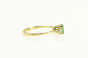 14K Natural Emerald Diamond Cluster Engagement Ring Yellow Gold