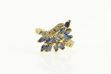 Load image into Gallery viewer, 10K Marquise Sapphire Diamond Freeform Bypass Ring Yellow Gold