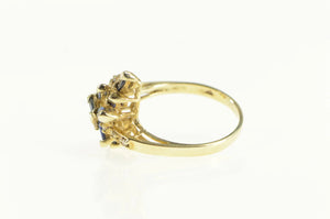 10K Marquise Sapphire Diamond Freeform Bypass Ring Yellow Gold