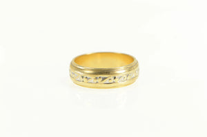 14K 1950's 5.9mm Two Tone Pattern Wedding Band Ring Yellow Gold