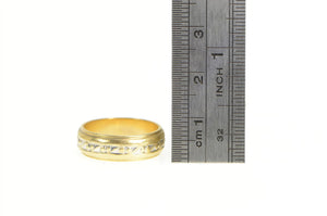 14K 1950's 5.9mm Two Tone Pattern Wedding Band Ring Yellow Gold
