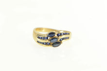 Load image into Gallery viewer, 14K Tiered Marquise Sapphire Wavy Band Ring Yellow Gold