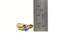 Load image into Gallery viewer, 14K Tiered Marquise Sapphire Wavy Band Ring Yellow Gold