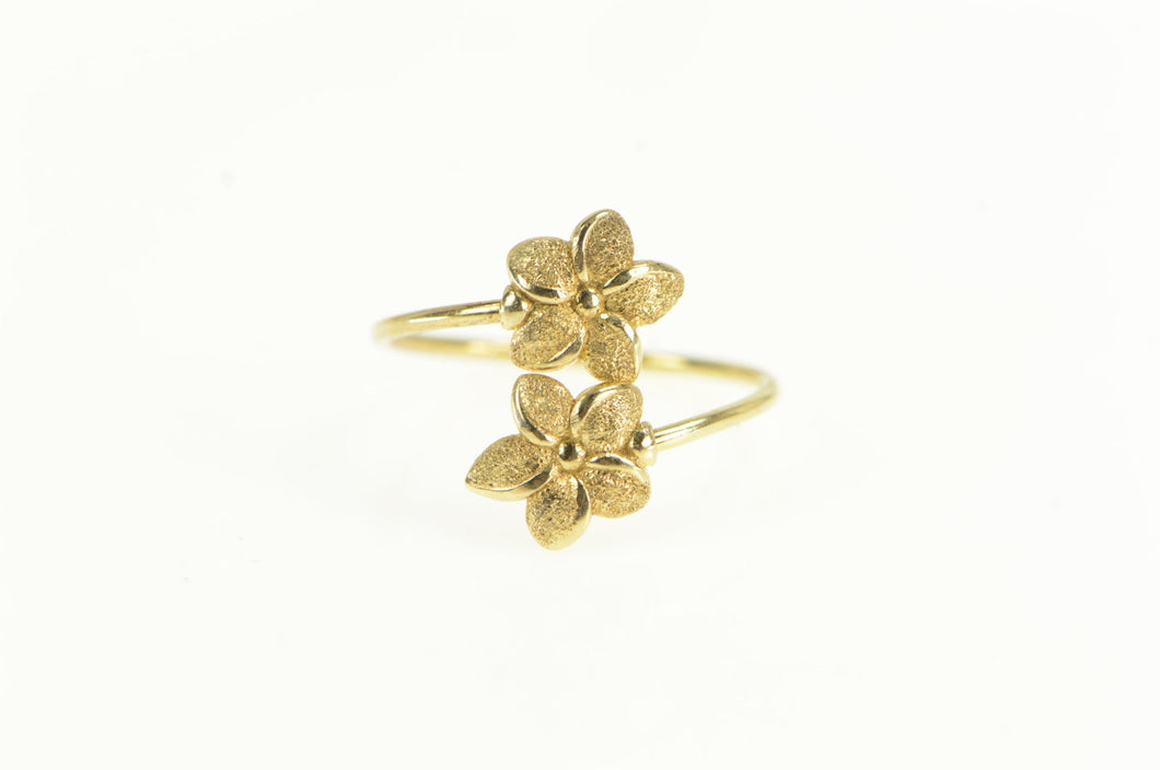 14K Plumeria Tropical Flower Statement Bypass Ring Yellow Gold