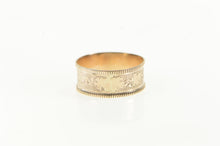 Load image into Gallery viewer, 10K 7.3mm 1940&#39;s Engraved Scroll Wedding Band Ring Yellow Gold