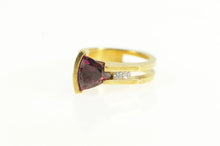 Load image into Gallery viewer, 18K Garnet Trillion Diamond Accent Geometric Ring Yellow Gold