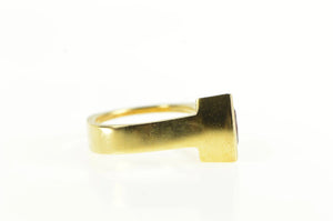 18K Garnet Trillion Diamond Accent Geometric Ring Yellow Gold