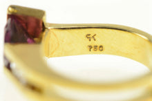 Load image into Gallery viewer, 18K Garnet Trillion Diamond Accent Geometric Ring Yellow Gold
