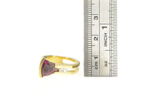 Load image into Gallery viewer, 18K Garnet Trillion Diamond Accent Geometric Ring Yellow Gold