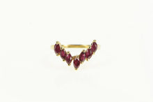 Load image into Gallery viewer, 14K Marquise Natural Ruby Chevron Wedding Ring Yellow Gold