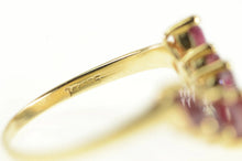 Load image into Gallery viewer, 14K Marquise Natural Ruby Chevron Wedding Ring Yellow Gold