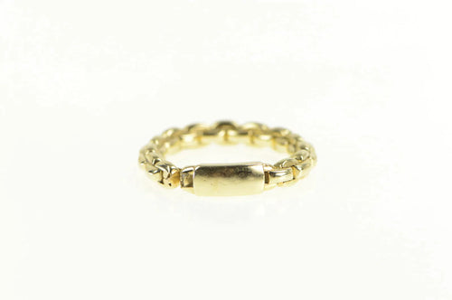 14K 3.1mm Rounded Box Chain Statement Band Ring Yellow Gold
