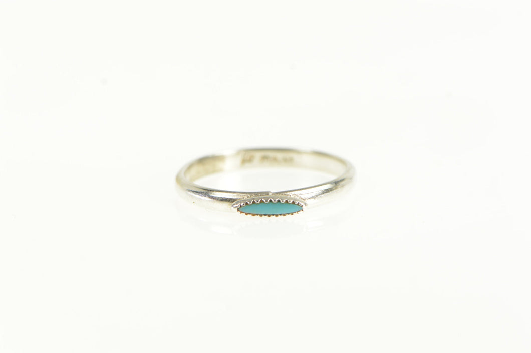 Sterling Silver Turquoise Navette Southwestern Band Ring