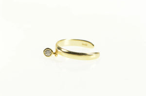 14K Dangle Charm Round CZ Adjustable Band Ring Yellow Gold
