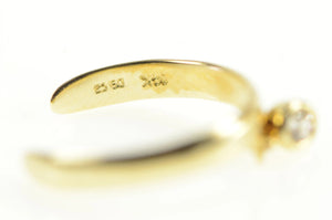 14K Dangle Charm Round CZ Adjustable Band Ring Yellow Gold