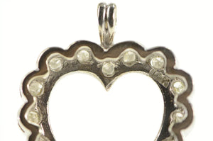 14K 0.50 Ctw 1950's Diamond Heart Love Symbol Pendant White Gold