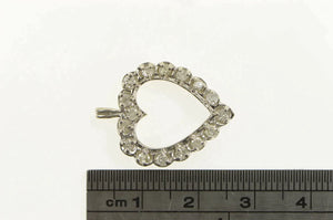 14K 0.50 Ctw 1950's Diamond Heart Love Symbol Pendant White Gold