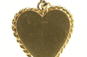 14K 1940's Diamond Heart Ornate Photo Locket Pendant Yellow Gold