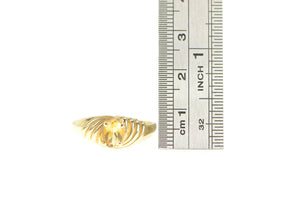 14K Oval Citrine Scalloped Swirl Spiral Statement Ring Yellow Gold