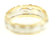 Load image into Gallery viewer, 14K 1940&#39;s 6.4mm Two Tone Elaborate Wedding Band Ring Yellow Gold
