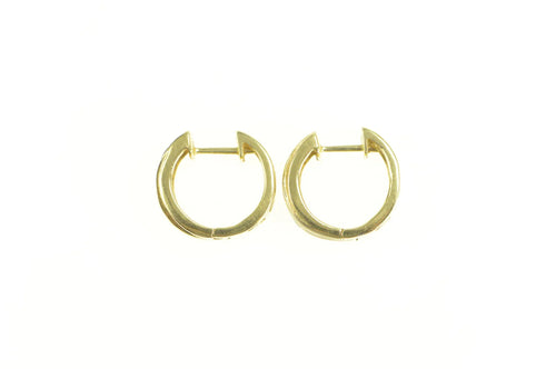 14K Squared Diamond 14.3mm Huggies Hoop Earrings Yellow Gold