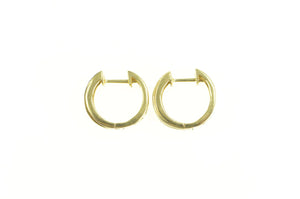 14K Squared Diamond 14.3mm Huggies Hoop Earrings Yellow Gold