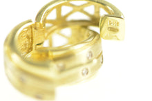 Load image into Gallery viewer, 14K Squared Diamond 14.3mm Huggies Hoop Earrings Yellow Gold