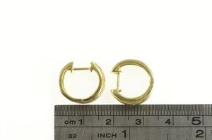 14K Squared Diamond 14.3mm Huggies Hoop Earrings Yellow Gold