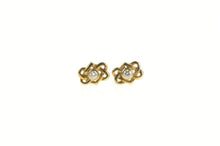 Load image into Gallery viewer, 8K Diamond Inset Woven Knot Vintage Stud Earrings Yellow Gold