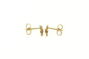 8K Diamond Inset Woven Knot Vintage Stud Earrings Yellow Gold