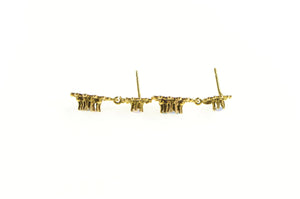 14K Ornate Victorian Natural Opal Dangle Earrings Yellow Gold