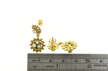 Load image into Gallery viewer, 14K Ornate Victorian Natural Opal Dangle Earrings Yellow Gold