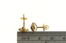 Load image into Gallery viewer, 14K Victorian Sim. Ruby Ornate Screw Back Stud Earrings Yellow Gold