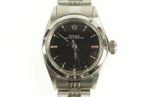 Rolex Oyster Perpetual 26mm Model 6618 Black Dial Women's Watch