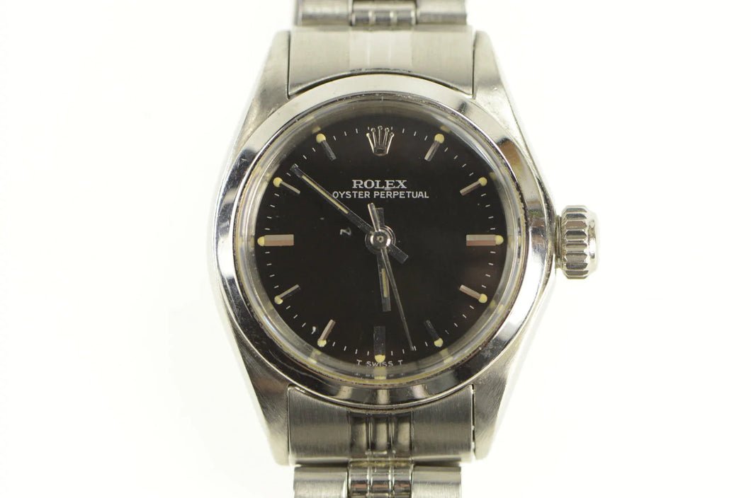 Rolex Oyster Perpetual 26mm Model 6618 Black Dial Women's Watch