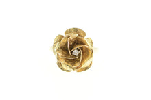 Load image into Gallery viewer, 10K Diamond Rose Flower 3D Floral Engagement Ring Yellow Gold