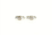 Load image into Gallery viewer, 14K 7.9mm Diamond Inset Huggies Small Hoop Earrings White Gold