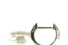 Load image into Gallery viewer, 14K 7.9mm Diamond Inset Huggies Small Hoop Earrings White Gold
