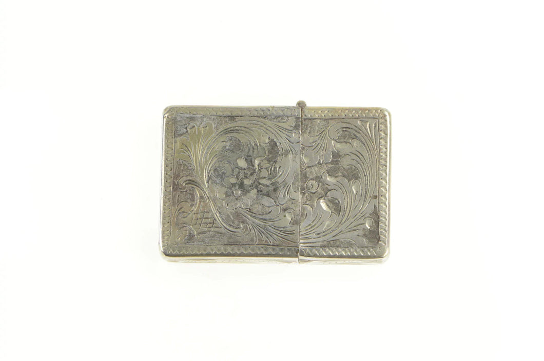 Sterling Silver Elaborate Scroll Engraved Lighter Case Fine Silver