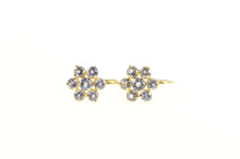 Load image into Gallery viewer, 14K Flower Cluster Sim. Tanzanite Floral Statement Earrings Yellow Gold
