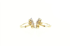 14K Flower Cluster Sim. Tanzanite Floral Statement Earrings Yellow Gold