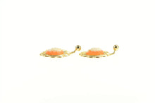 Load image into Gallery viewer, 14K Retro Oval Carved Cameo Filigree Dangle Earrings Yellow Gold