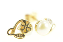 Load image into Gallery viewer, 10K Pearl Diamond Accent Classic Vintage Stud Earrings Yellow Gold