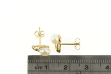 Load image into Gallery viewer, 10K Pearl Diamond Accent Classic Vintage Stud Earrings Yellow Gold