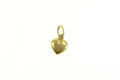 18K Puffy Cute Heart Love Symbol Tiny Charm/Pendant Yellow Gold