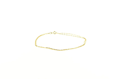 14K 0.9mm Two Chain Layered Dot Link Bracelet 8.5